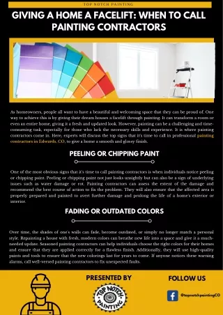 Giving A Home Facelift: When To Call Painting Contractors