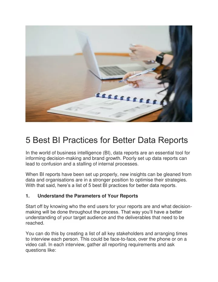 5 best bi practices for better data reports