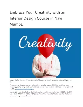 Embrace Your Creativity with an Interior Design Course in Navi Mumbai