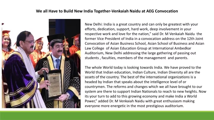 we all have to build new india together venkaiah