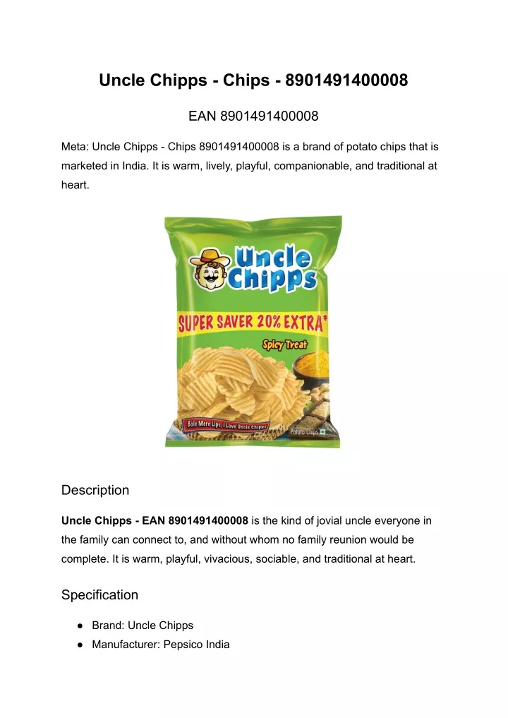 uncle chipps chips 8901491400008