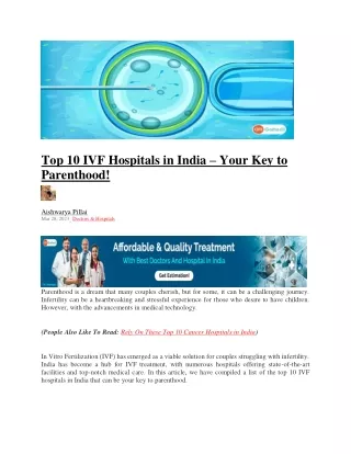IVF Hospital In India