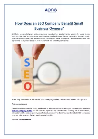 how does an seo company benefit small business