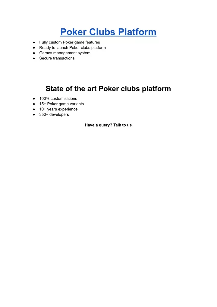 poker clubs platform