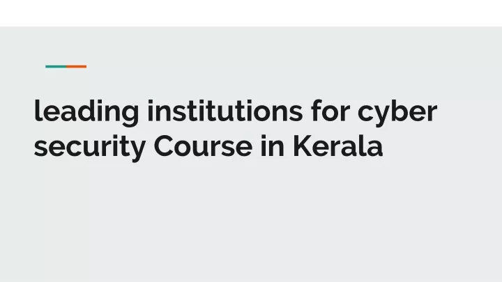 leading institutions for cyber security course in kerala