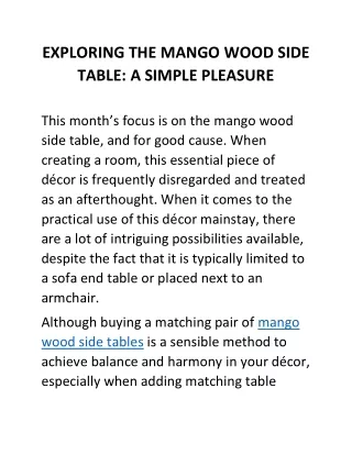 exploring the mango wood side table a simple