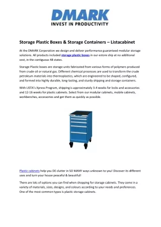 Storage Plastic Boxes & Storage Containers