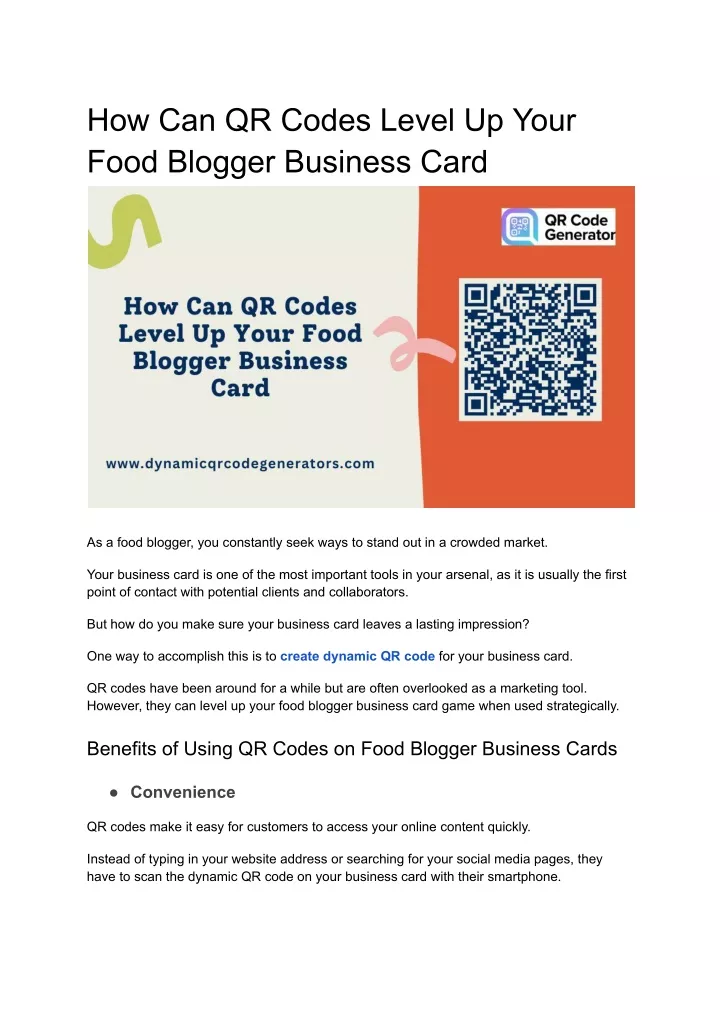 how can qr codes level up your food blogger