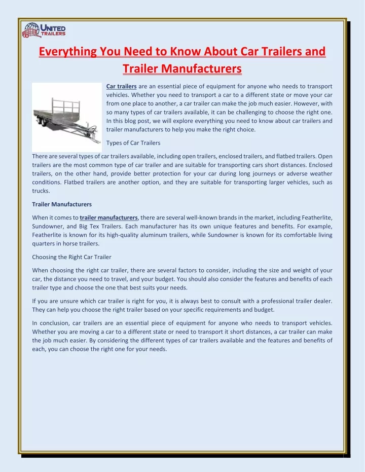 everything you need to know about car trailers