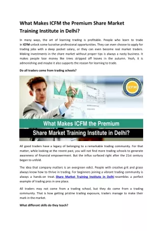 Share Market Training Institute in Delhi