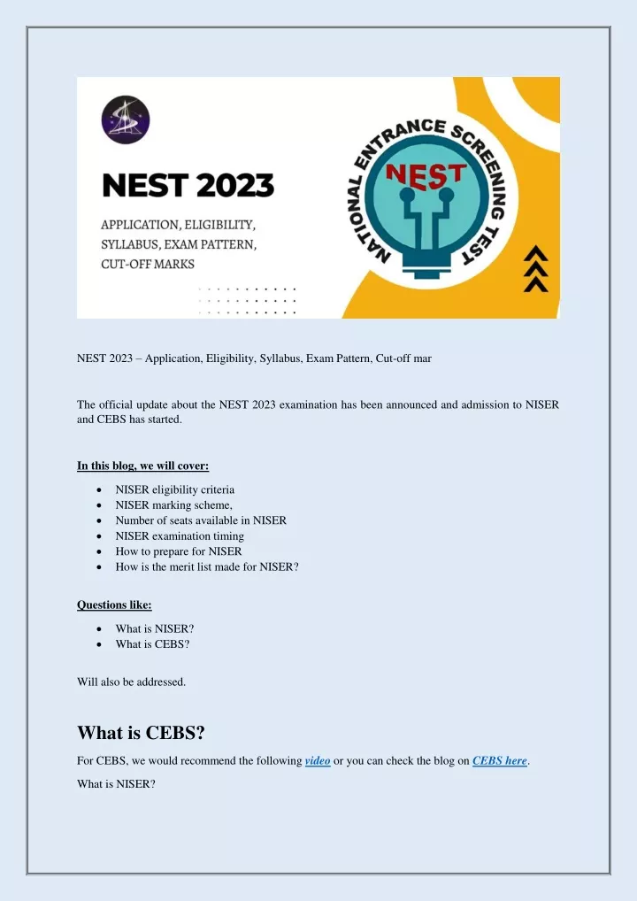 nest 2023 application eligibility syllabus exam