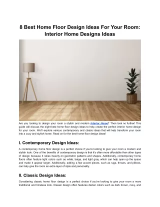 8 Best Home Floor Design Ideas For Your Room_ Interior Home Designs Ideas -rennovate