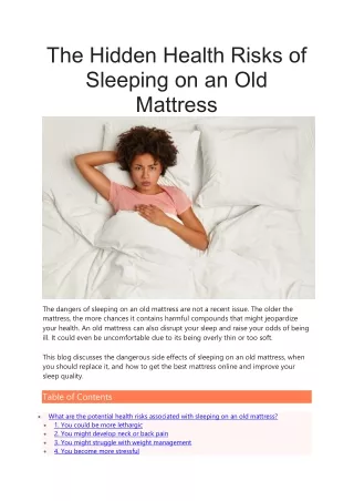 The Hidden Health Risks of Sleeping on an Old Mattress