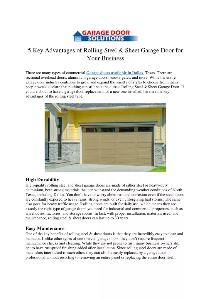 5 key advantages of rolling steel sheet garage