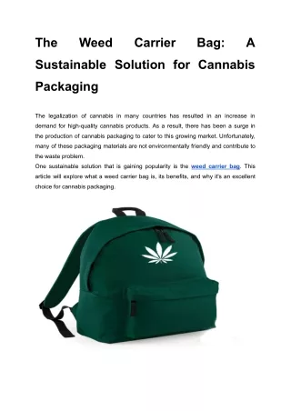The Weed Carrier Bag_ A Sustainable Solution for Cannabis Packaging