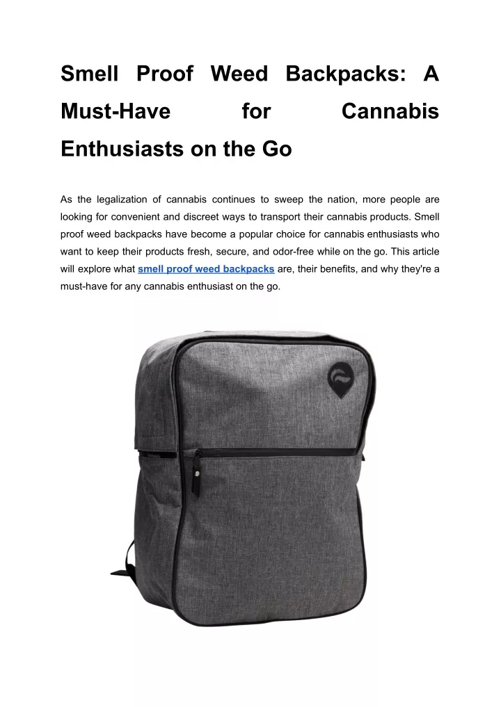 smell proof weed backpacks a