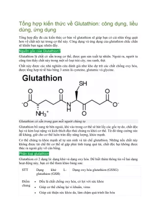 Tổng hợp kiến thức về Glutathion