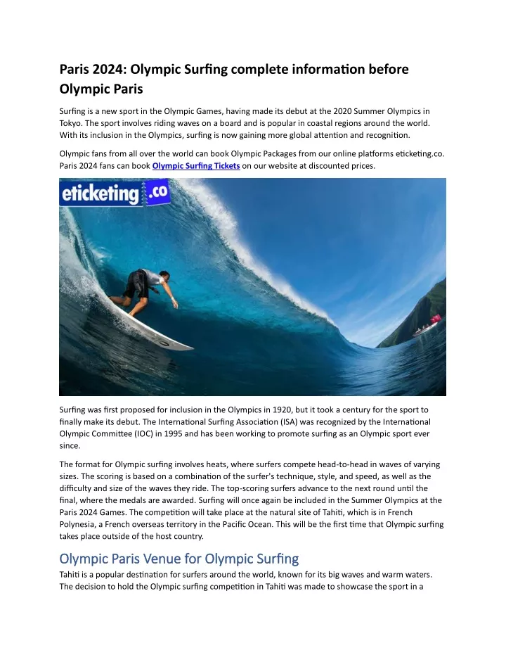 paris 2024 olympic surfing complete information