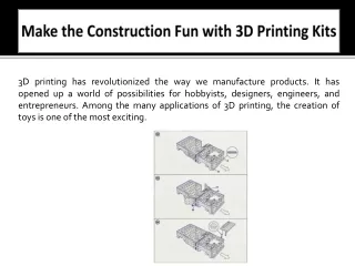 Make the Construction Fun with 3D Printing Kits