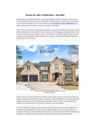 houses for sale in waterdown save max