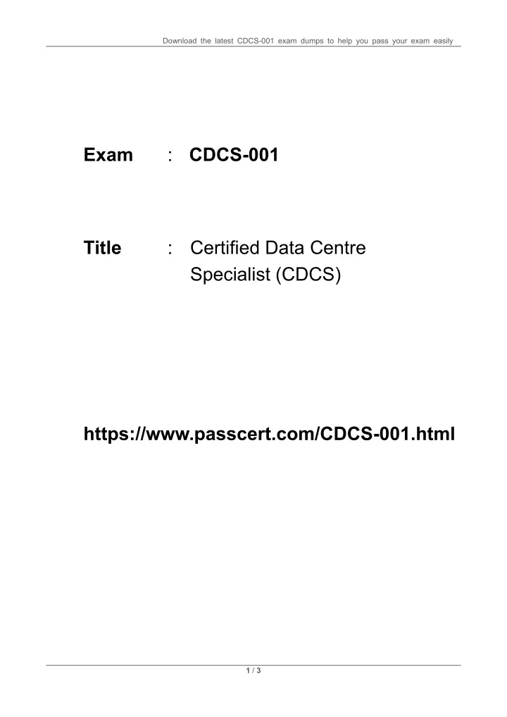 download the latest cdcs 001 exam dumps to help