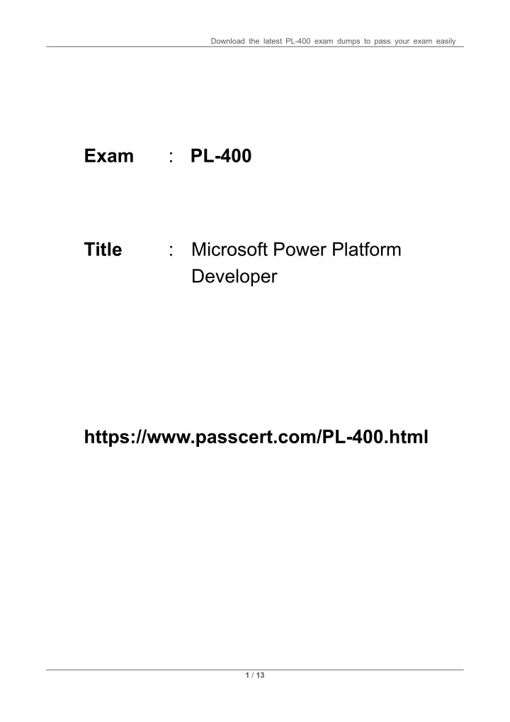 download the latest pl 400 exam dumps to pass