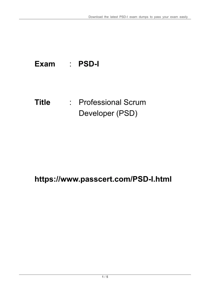 download the latest psd i exam dumps to pass your