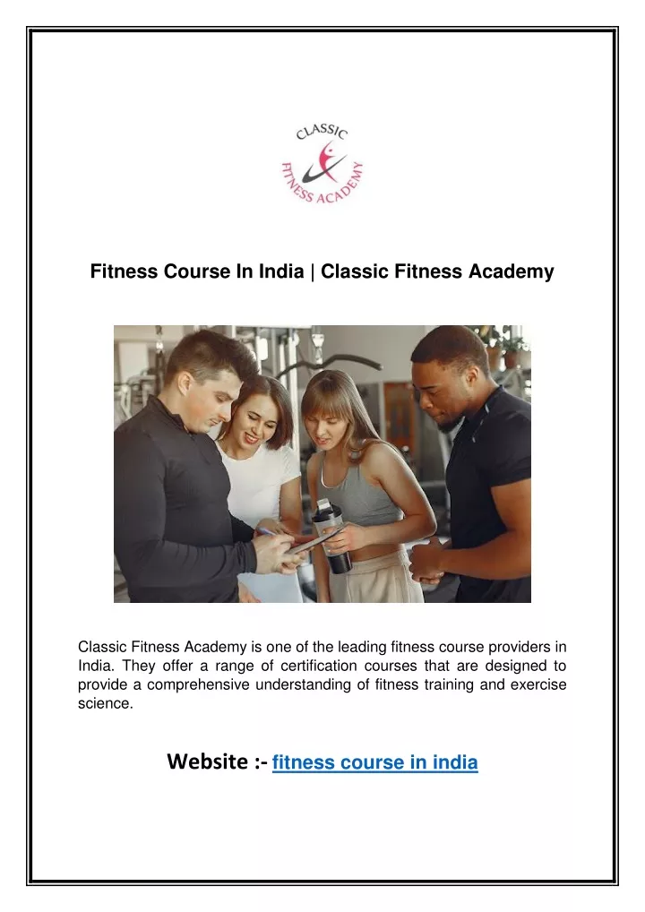 fitness course in india classic fitness academy