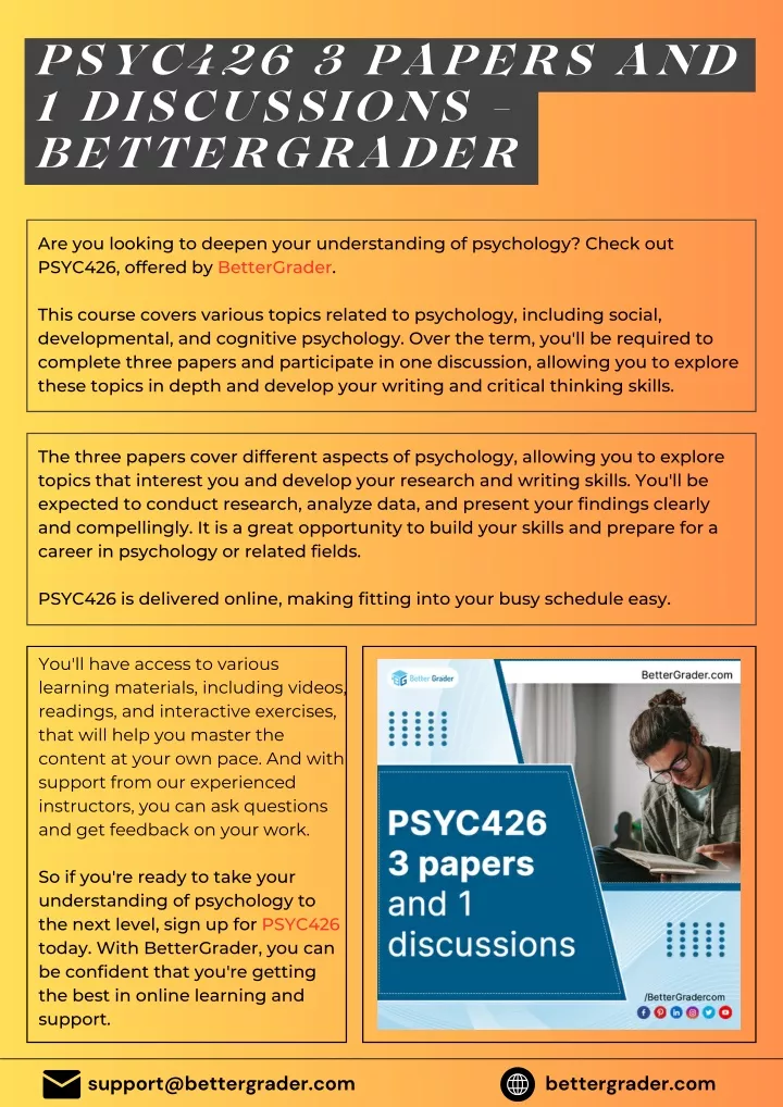 psyc426 3 papers and 1 discussions bettergrader