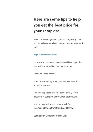 Here are some tips to help you get the best price for your scrap car