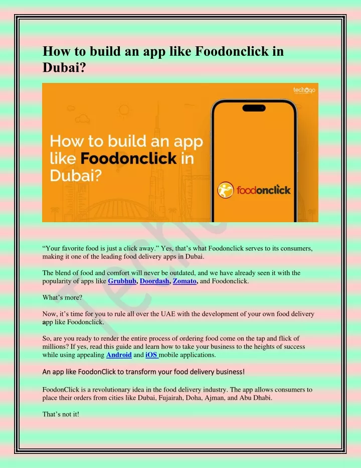 how to build an app like foodonclick in dubai