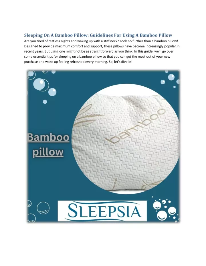 sleeping on a bamboo pillow guidelines for using