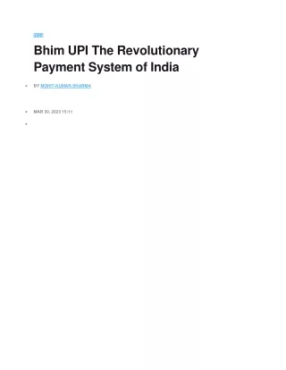 Bhim UPI The Revolutionary Payment System of India
