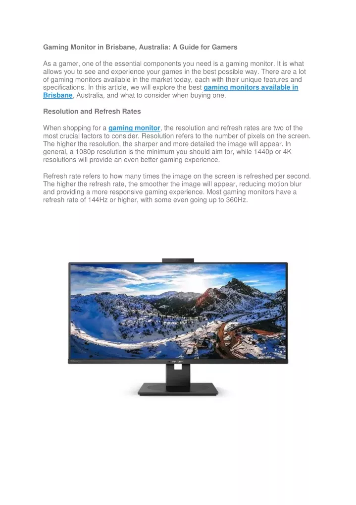 gaming monitor in brisbane australia a guide