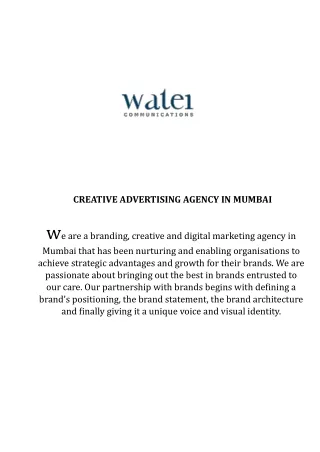 Top Branding, Strategic, Creative and Advertising Agency in Mumbai, India | Wate
