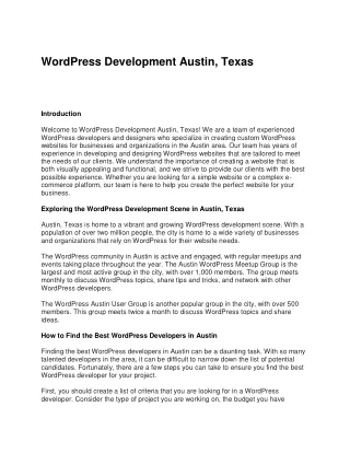 wordpress development austin texas