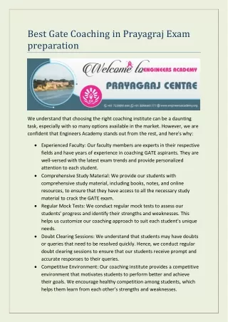 best gate coaching in prayagraj exam preparation