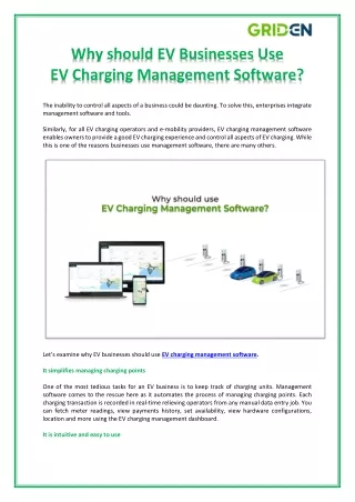 Why should EV Businesses Use EV Charging Management Software