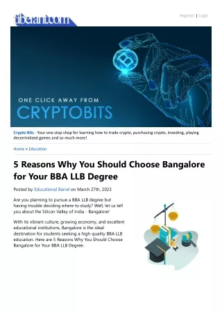 5 Reasons Why You Should Choose Bangalore for Your BBA LLB Degree