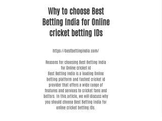 Why to choose Best Betting India for Online cricket betting IDs