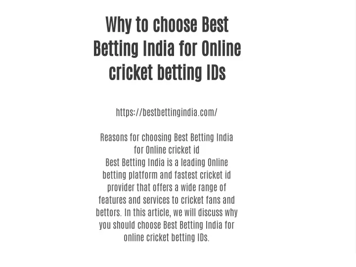 why to choose best betting india for online