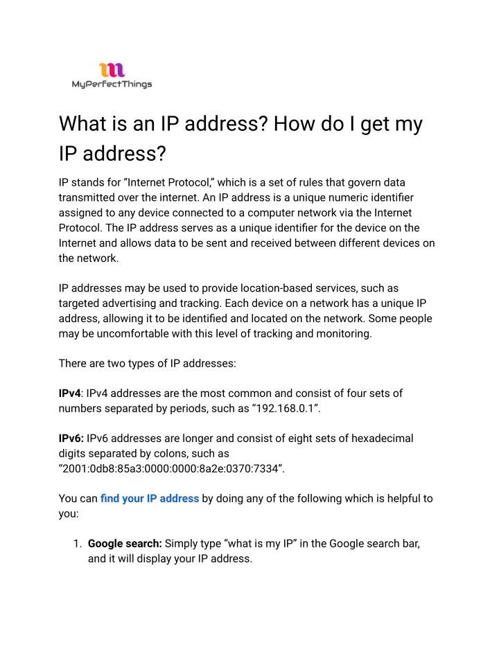 what is an ip address how do i get my ip address