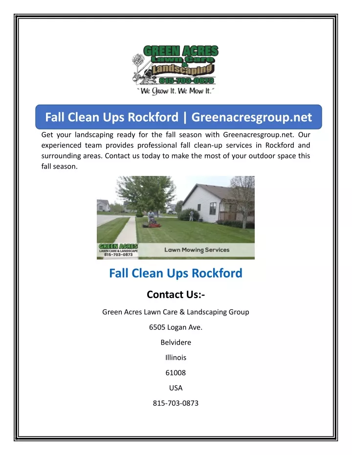 fall clean ups rockford greenacresgroup net