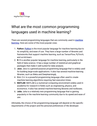What are the most common programming languages used in machine learning