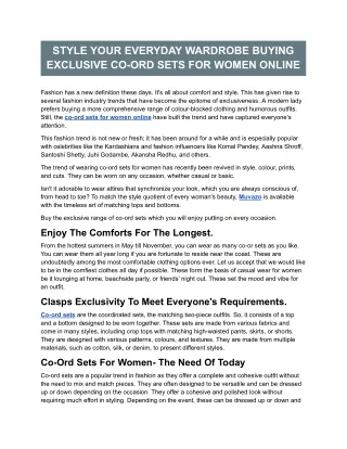 co-ord sets for women