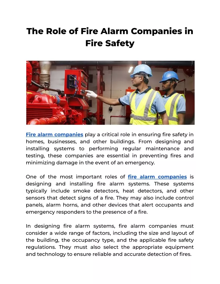 the role of fire alarm companies in fire safety