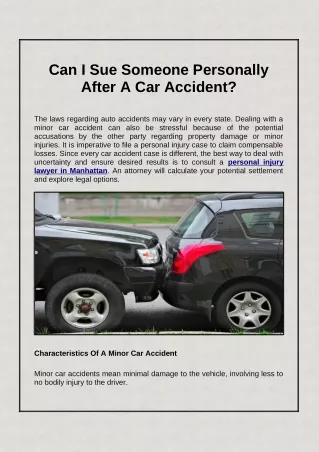 Can I Sue Someone Personally After A Car Accident?