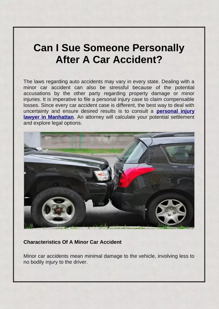 can i sue someone personally after a car accident