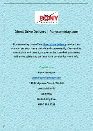 direct drive delivery ponysameday com
