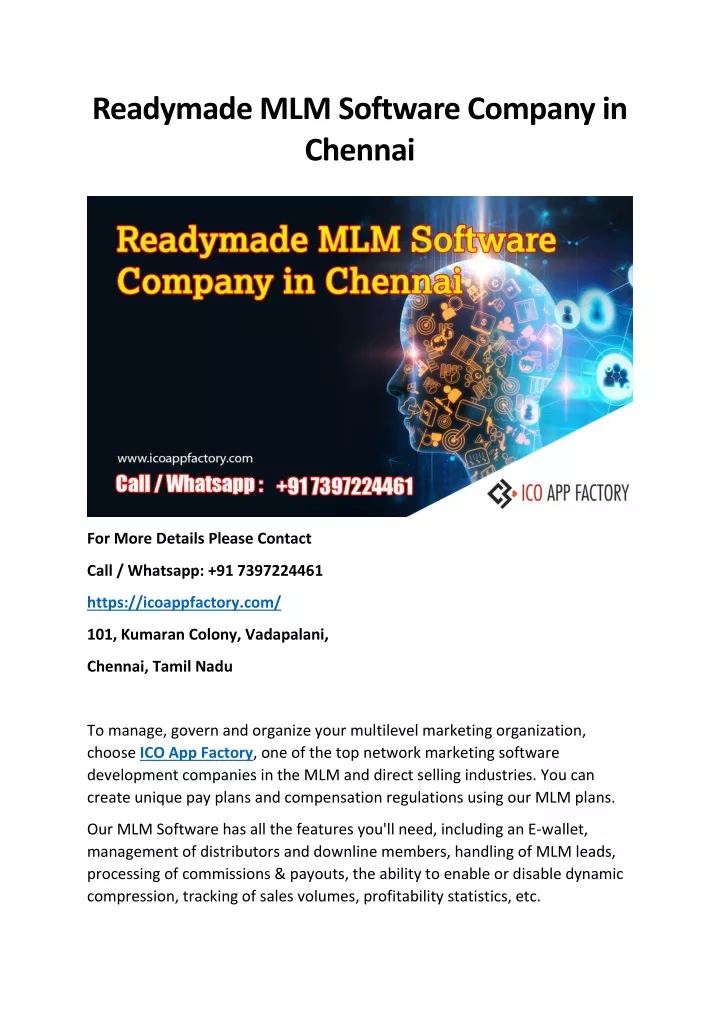 readymade mlm software company in chennai